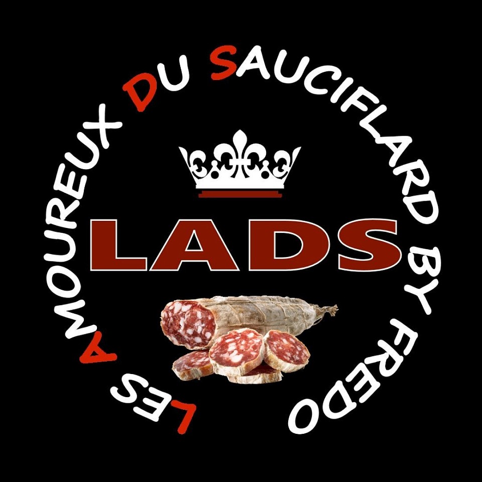 Logo Ladsbyfredo, saucisson, apero, tradition, artisanal, lesamoureuxdusauciflardbyfredo, amoureux